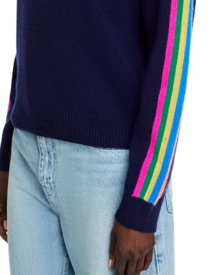 100% Cashmere Rainbow Athletic Stripe Sweater - Exclusive
