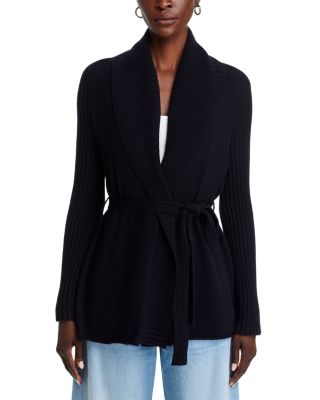 AQUA - Shawl Collar Tie Waist Cardigan - Exclusive