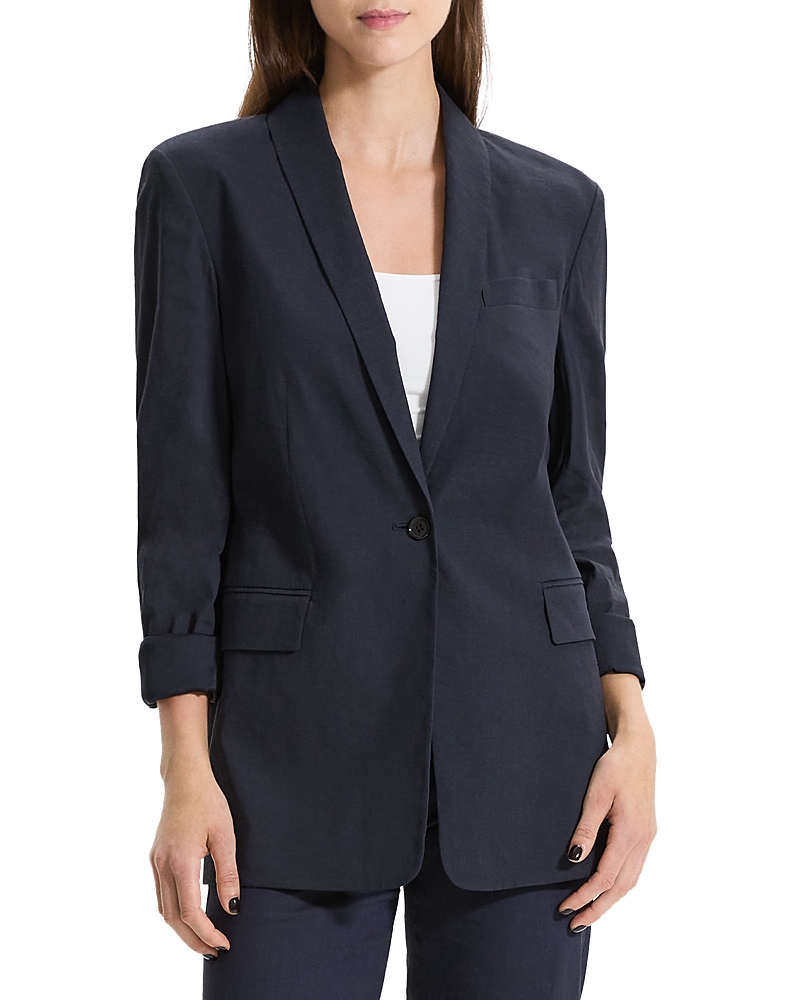 Theory Linen Blend Rolled Sleeve Blazer