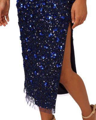 Beaded Sequin Embellishment Midi Dress
