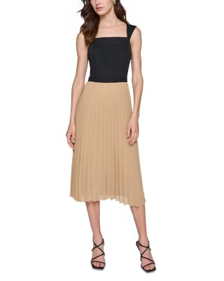 KARL LAGERFELD PARIS - Square Neck Pleated Dress