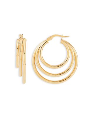 14K Yellow Gold Layered Tube Hoop Earrings