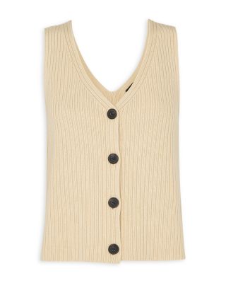 Button Front Sleeveless Knit Top