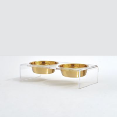 Small Double Bowl Pet Feeder, 1 Pint Bowls