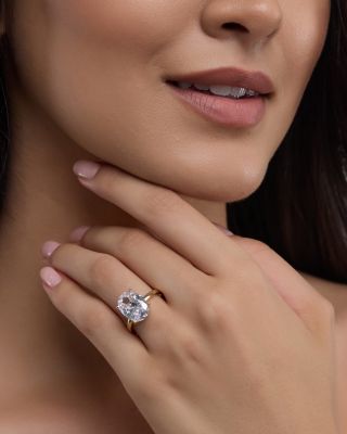 Certified Lab Grown Diamond Oval Solitaire Engagement Ring in 18K Yellow Gold, 3.50 tcw