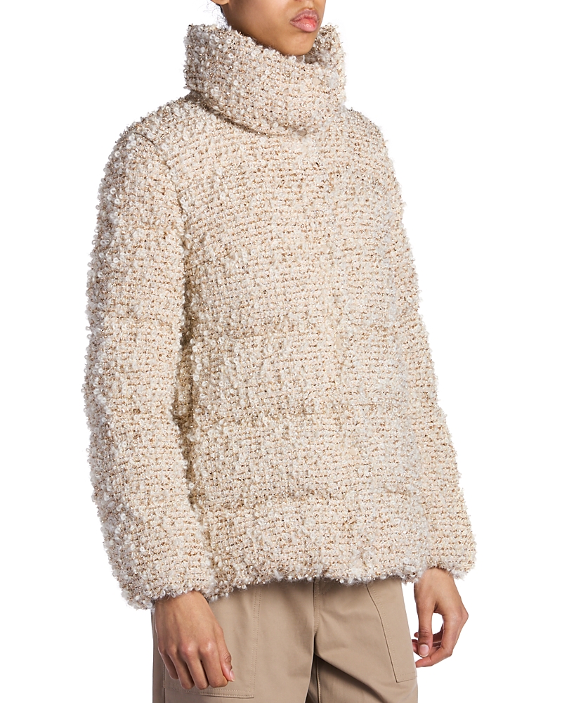 Moncler Cochevisse Lurex Boucle Puffer Jacket In Light Beige
