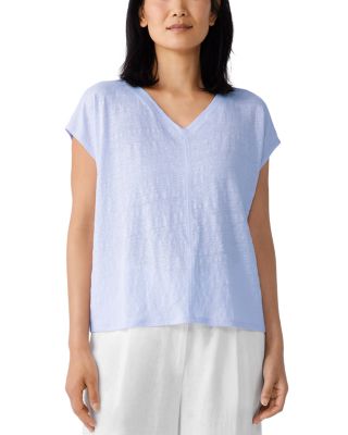 Eileen Fisher - Linen V Neck Boxy Tee