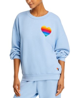Aviator Nation Rainbow Heart Stitch Crewneck Sweatshirt