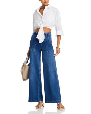FRAME Francoise High Rise Wide Leg Jeans in Crossings