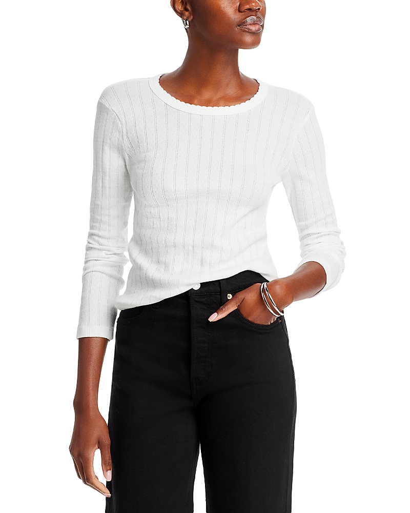 Leset Pointelle Long Sleeve Top