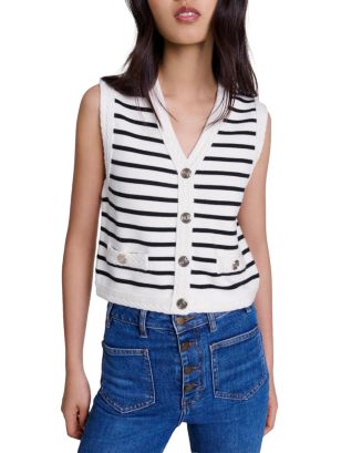 Maje Melisse Striped Sleeveless Cardigan | Bloomingdale's