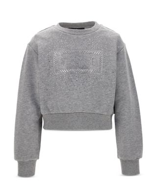 Versace - Girs' Cotton M&eacute;lange Strass Embroidered Sweatshirt - Little Kid