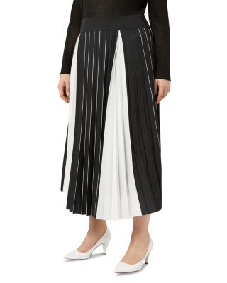 Marina Rinaldi Zina Color Blocked Pleated Midi Skirt