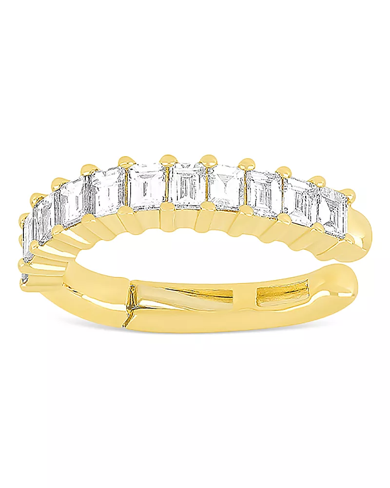 Ef Collection 14K Yellow Diamond Baguette Ear Cuff
