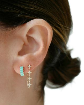 14K Yellow Gold Diamond Sparkle Chain Stud Earrings