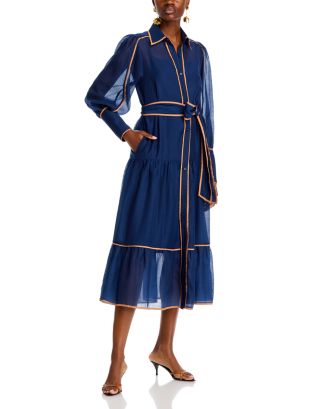NANCY YANG Long Sleeve Shirt Dress