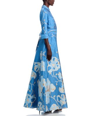 Metallic Jacquard Shirtwaist Gown