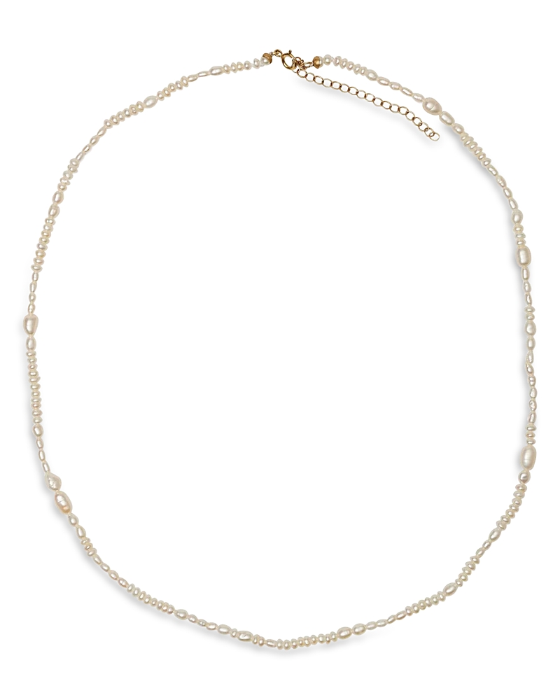 Wwake 14k Yellow Gold Cultured Freshwater Pearl Collage Necklace, 14-16 In White
