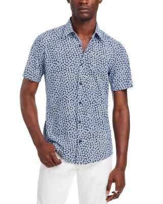 Boss P-Roan-Ken-Sh-C1-242 Nylon Blend Floral Slim Fit Button Down Shirt