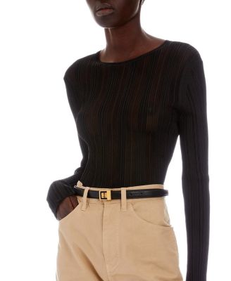 La 66 Buckle Thin Belt in Grained Lambskin