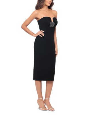 Scuba Crepe Flower Midi Dress - Exclusive