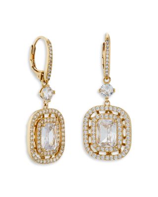 Nadri Tessarae Double Halo Leverback Earrings