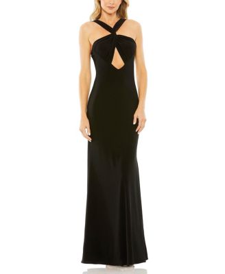 Mac Duggal - Knotted Detail Halter Neck Keyhole Cutout Jersey Gown
