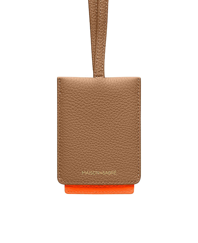 Maison De Sabre Leather Id Lanyard In Sandstone Manhattan