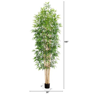 9' Artificial Bamboo Tree with Real Bamboo Trunks