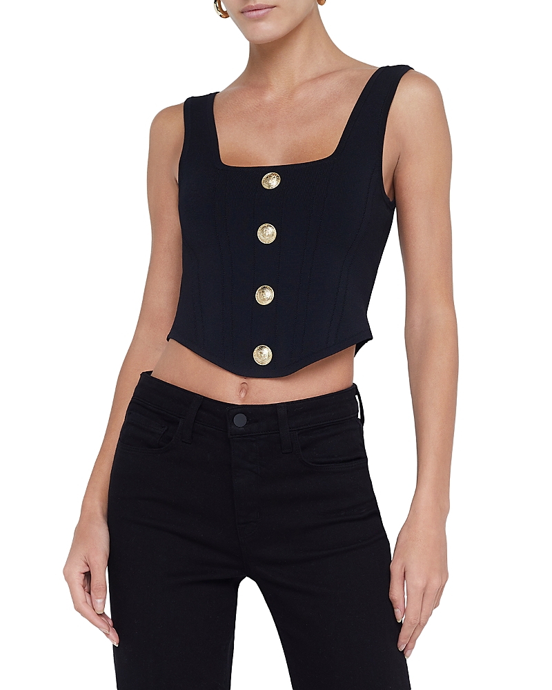 L'agence Saga Square Neck Tank In Black/ Gold