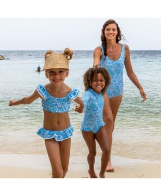  Unisex Santorini Blue Frill Crop Bikini-Little