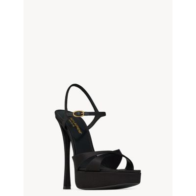 Saint Laurent Debbie Platform Sandals in Satin Crepe