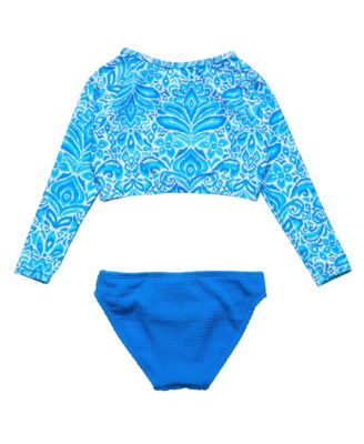 Unisex Santorini Blue Crop Long Sleeve Rash Set - Little Kid, Big Kid