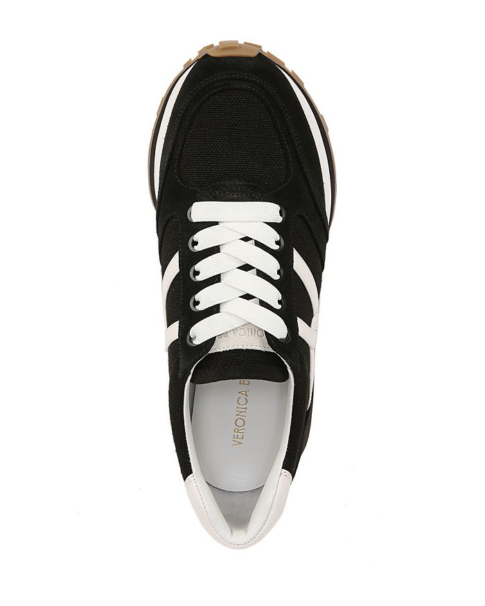 Veronica Beard Valentina Mixed Leather Retro Sneakers In Black/white