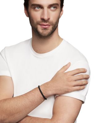 Men's Chevron Woven Rubber Bracelet in Black, 6mm