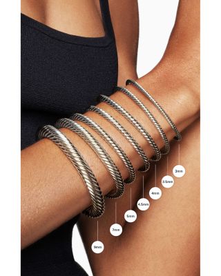 Cable Flex Bracelet in Sterling Silver with 14K Yellow Gold, 4mm