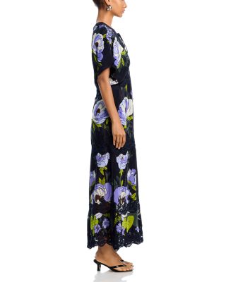 Soft Garden Lace Trim Maxi Dress