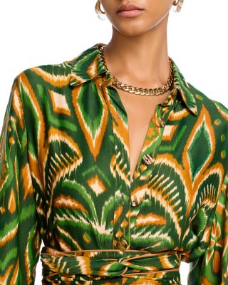 farm rio green pineapple dress Green Pineapple Garden Long Sleeve Mini Dress  FARM Rio