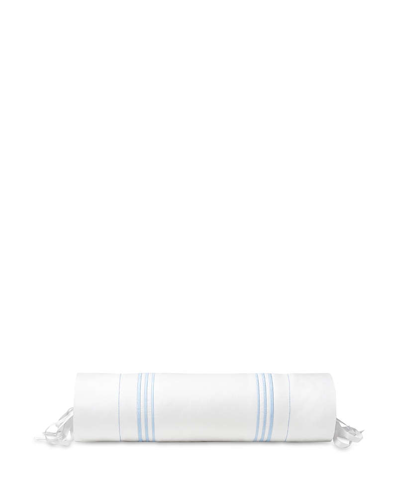 Pratesi Tre Righe Neckroll Sham In White/light Blue