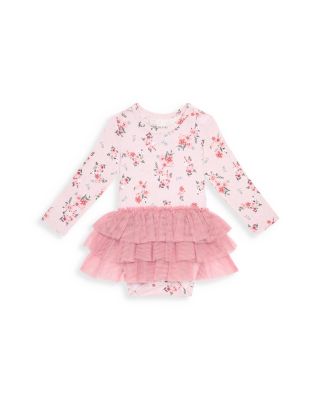Posh Peanut Girls' London Long Sleeved Tulle Skirt Bodysuit Dress - Baby