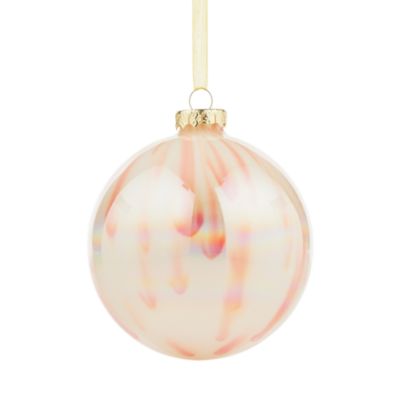 Bloomingdale's Glass Pink & White Ball Ornament - Exclusive