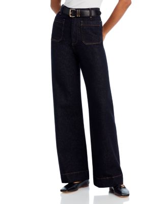 AQUA - Wide Leg Patch Pocket Jeans in Dark Wash - Exclusive