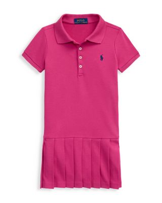 Ralph Lauren - Girls' Pleated Stretch Mesh Polo Dress - Little Kid, Big Kid