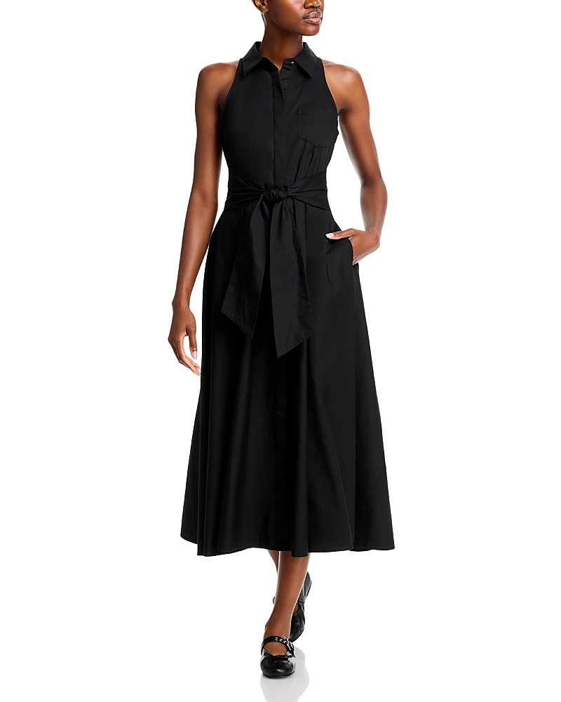 Toccin Chelsea Sleeveless Tie-front Midi Shirtdress In Jet