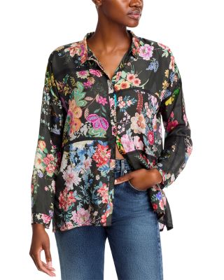 Johnny Was Audrey Silk Oversized Floral Blouse | Bloomingdale's