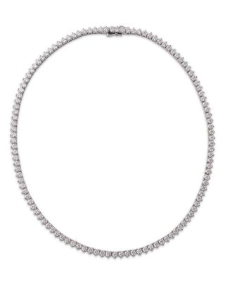 Certified Diamond Tennis Necklace in 14K White Gold, 15.0 tcw