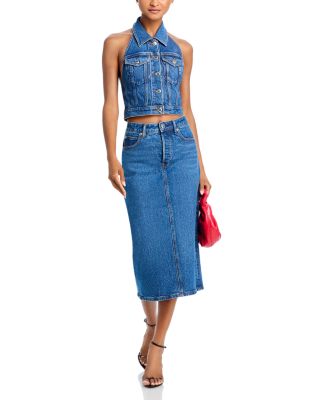 alexanderwang.t Stretch Denim Halter Top | Bloomingdale's