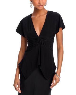 Bcbgmaxazria Ruched V Neck Top