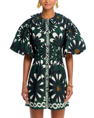 beige ainika floral ruffle mini dress Farm Rio Ainika Floral Ruffle Mini Dress - Ainika Floral Beige
