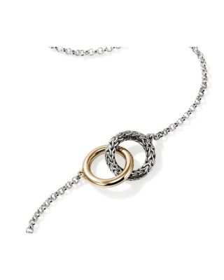 14K Yellow Gold & Sterling Silver JH Essentials Linked Ring Pendant Necklace, 16"-18"